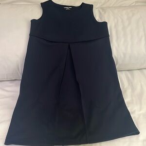 🏫 Lands' End Girls Ponte Pleat Jumper, Navy Blue Size 7